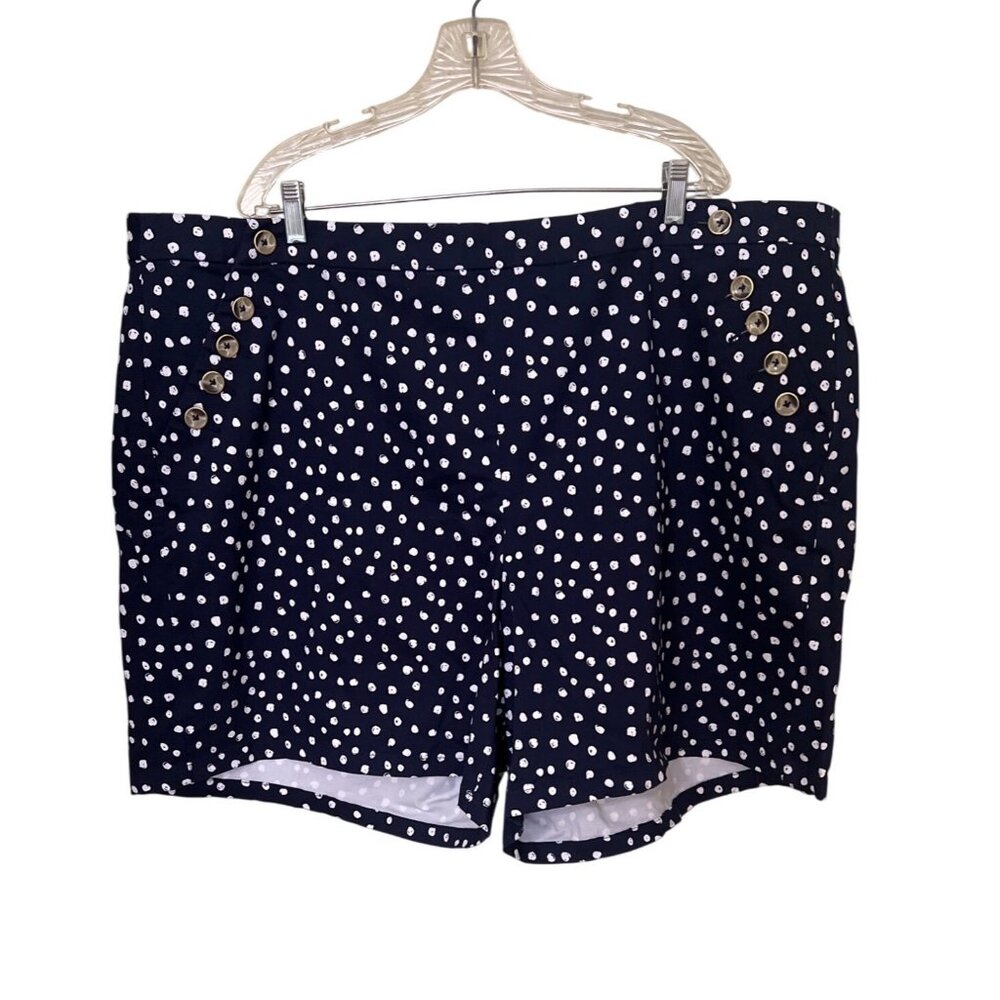 Lane Bryant Womens Size‎ 28 Polka Dot Navy Shorts   Vacation Resort Stretch